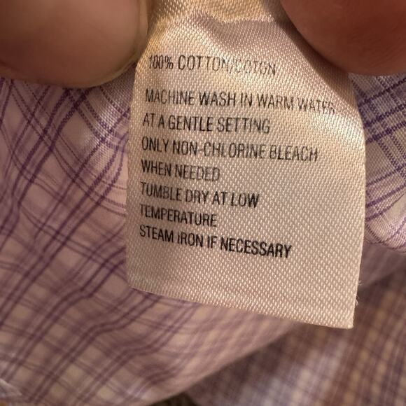 Black Brown 1826 Button‎ Front Shirt Mens 16 1/2 34/35 Purple Multicolor Paid - Picture 8 of 8